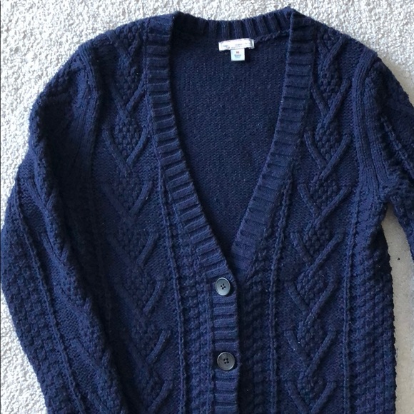 navy blue chunky knit cardigan